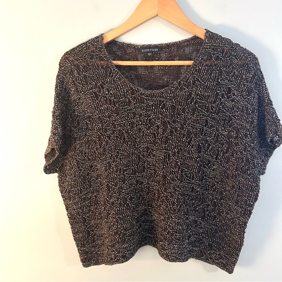 Eileen Fisher Wrapped Sparkle Jacquard Sweater.  Size Small. - Picture 3 of 11